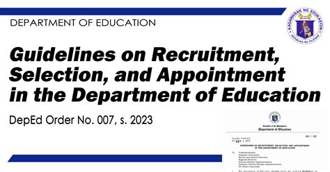 do no.7 s.2023|DepEd Issues 2023 Guidelines for Recruitment, Selection, and.
